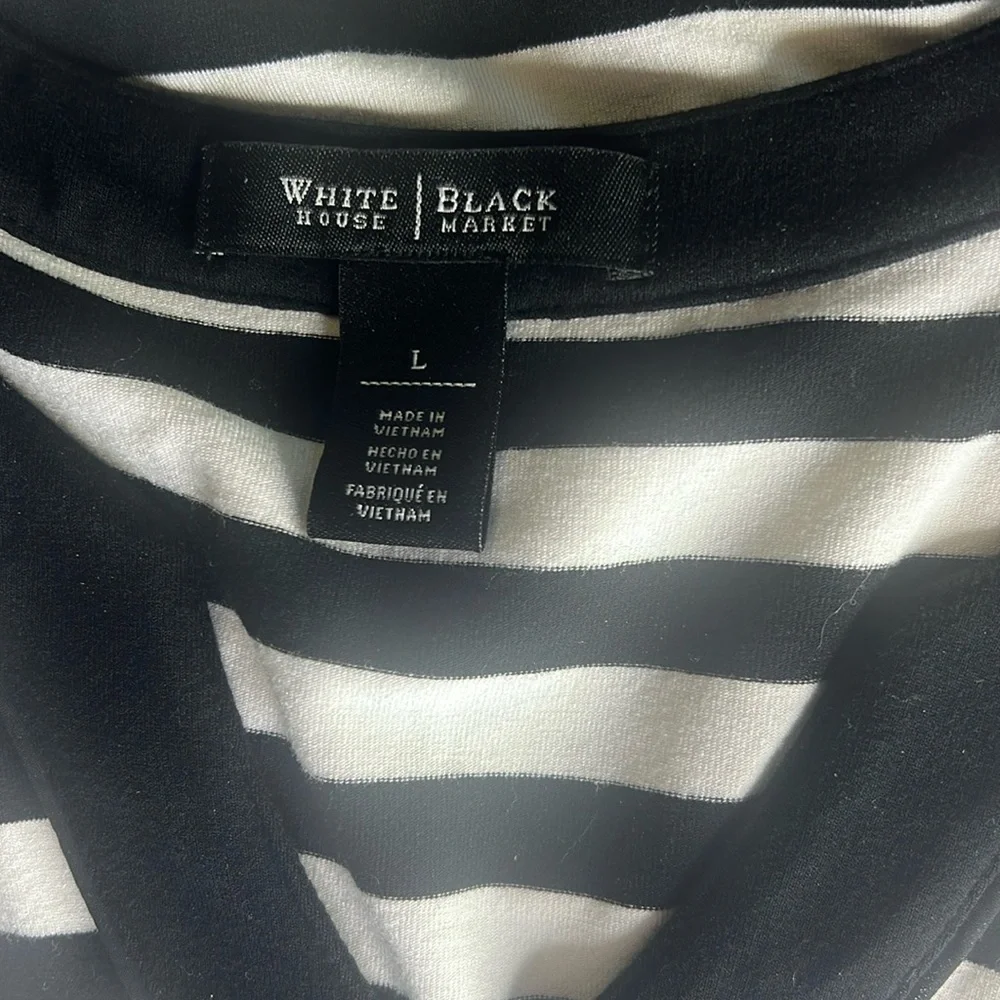 White House Black market women’s V-neck tank top black-and-white size large - Picture 2 of 8